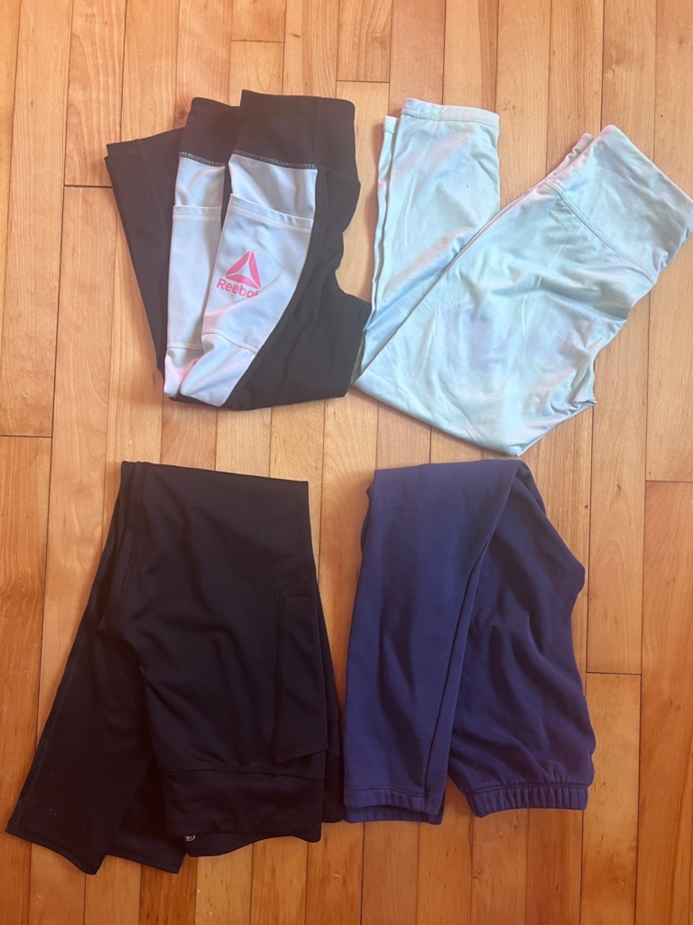 Reebok Girls' Black, Light Blue, Navy and Light Gray Active Leggings Set